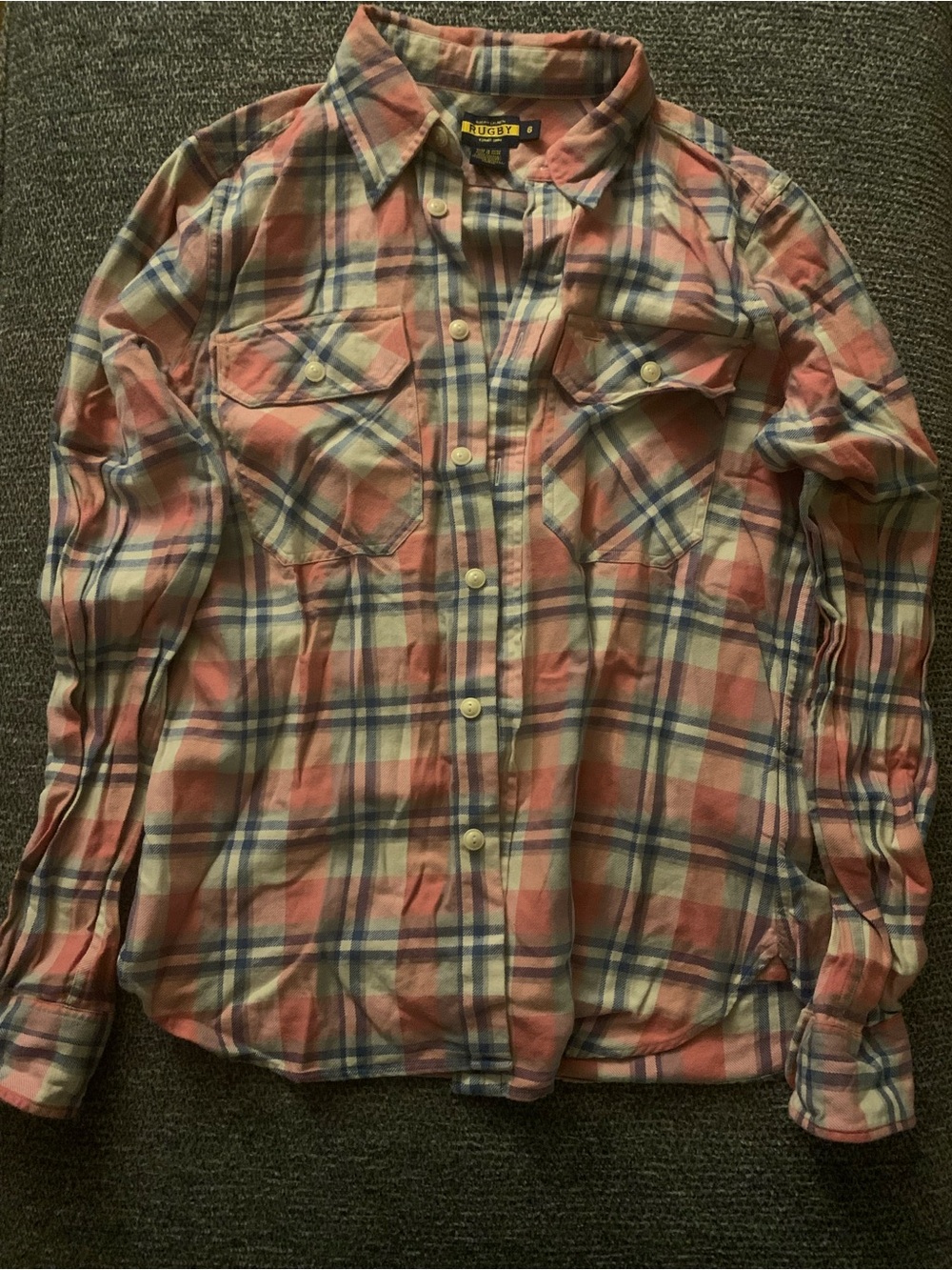 Rugby Vintage Pink Plaid Button-Up Shirt